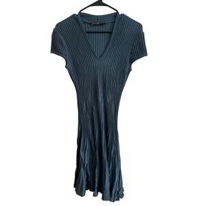 Peruvian Connection Pima Cotton Dress Short Sleeve Sz S Maxi Blue Texture Great!